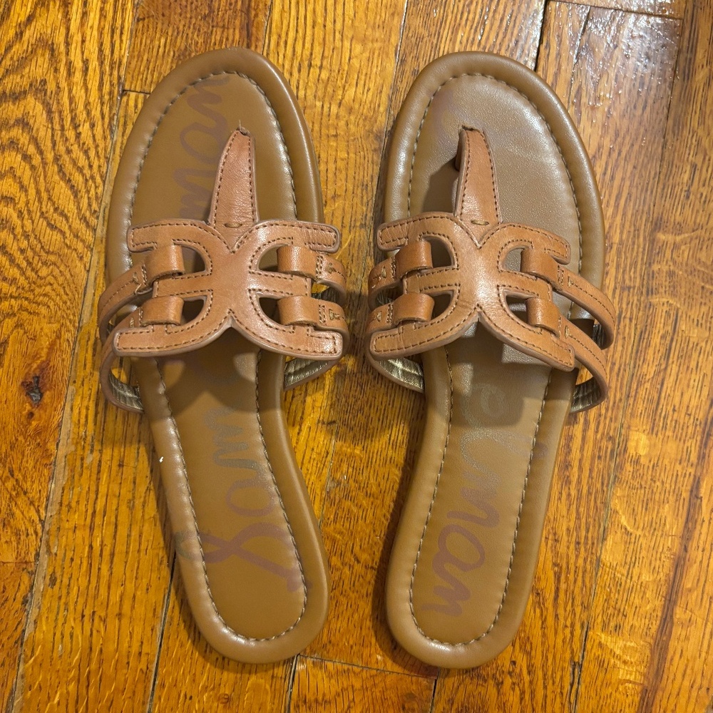 Sam Edelman Tan Leather Slide Sandals